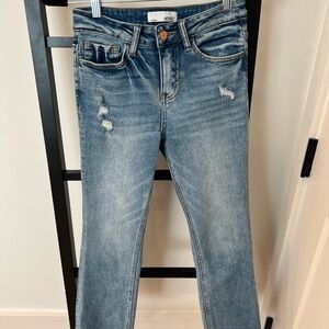 Vervet Women's Light Blue Ripped Ankle Jeans